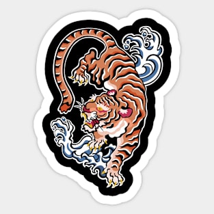 retro classic zodiac Tiger Sticker